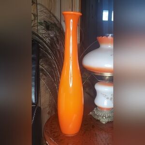 Vintage Large Orange Glass With White Accent - 21 In. x 4 In.